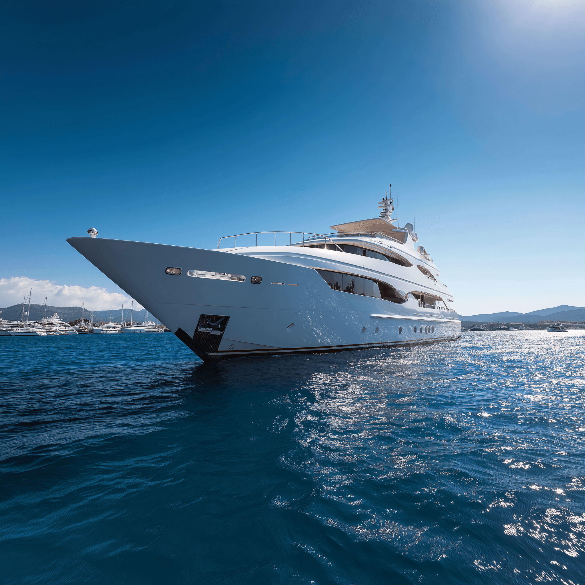 Superyacht underway on a sunny day — the end result of either a custom or semi-custom build process