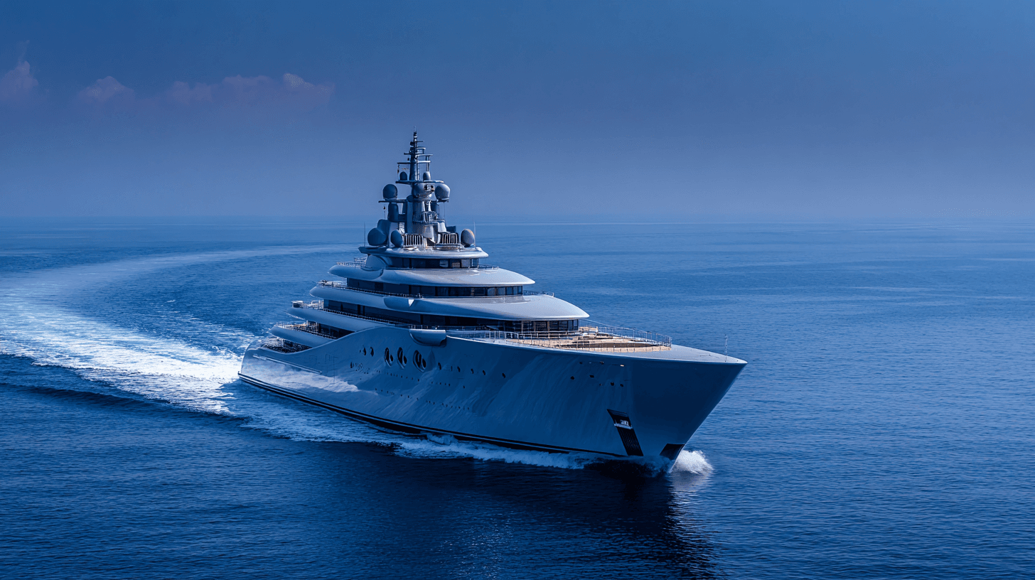 Feadship superyacht on Dutch waterway — sleek exterior profile characteristic of the Aalsmeer and Kaag yards