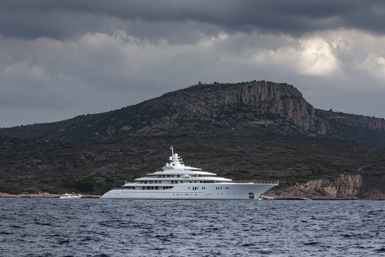 Lürssen superyacht available for sale — full profile view showing exterior design and multiple deck levels